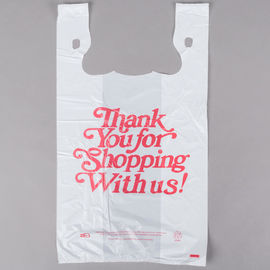 La couleur blanche vous remercient impression adaptée aux besoins du client par plastique de sacs à provisions de T-shirt