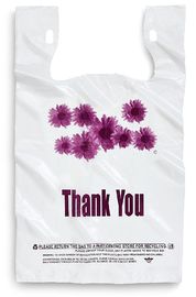 La fleur pourpre vous remercient les sacs à provisions en plastique - 500 PCs/cas, couleur blanche, matériel de LDPE