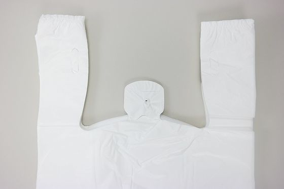 Sacs à provisions de T-shirt 13 MIC. 1000/case, couleur de WHITE avec l'impression, matériel de HDPE