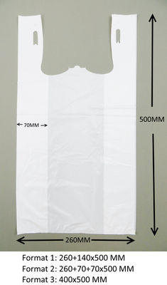 Sacs à provisions de T-shirt 13 MIC. 1000/case, couleur de WHITE avec l'impression, matériel de HDPE